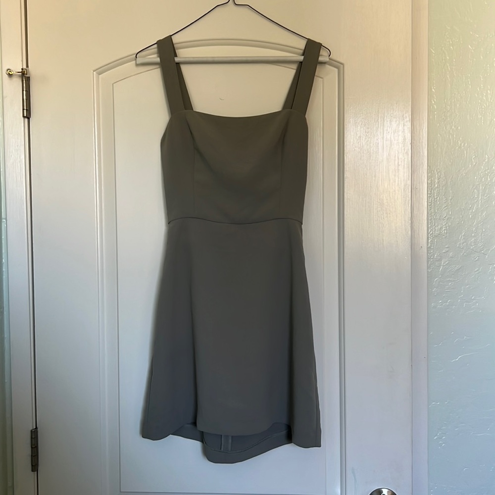 Aritzia Olive Green Square Neck Mini Dress